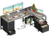TechCharge L-Shaped Workstation Desk with Drawers