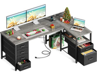 TechCharge L-Shaped Workstation Desk with Drawers