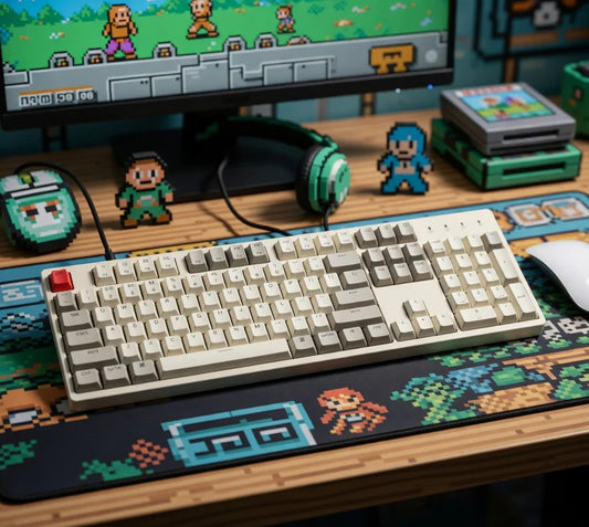 Keychron C2 Full Size Wired Mechanical Keyboard | 104 Keys | Red Switches | Retro ABS Keycaps | USB-C Braided Cable
