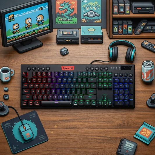 Redragon K618 PRO Wireless Mechanical Gaming Keyboard | Tri-Mode | Low Profile | Ultra-Thin | RGB | Media Controls | Linear Red Switches