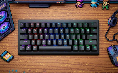 Kinesis Gaming TKO Mechanical Keyboard | Clicky White Switches | 60% Layout | Split Spacebar | Hotswap | PBT Keycaps | Aluminum Body | SF Shock Limited Edition Travel Case