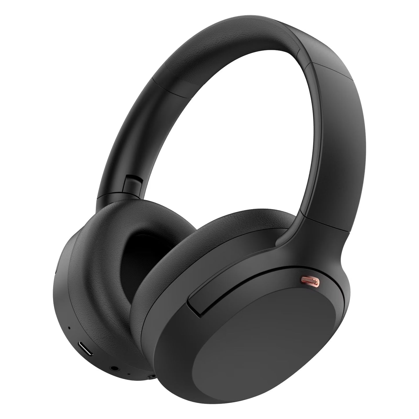 Black Bluetooth over-ear headphones with active noise cancelling and cushioned ear cups