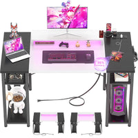 Armocity Dual-Tone Gamer Desk 48-Inch with LED & USB Hub