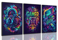 Gamer's Trio Canvas Art Set: Unframed 12x16in