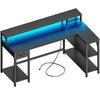 SmartTech L-Shaped Desk with LED and Power Hub