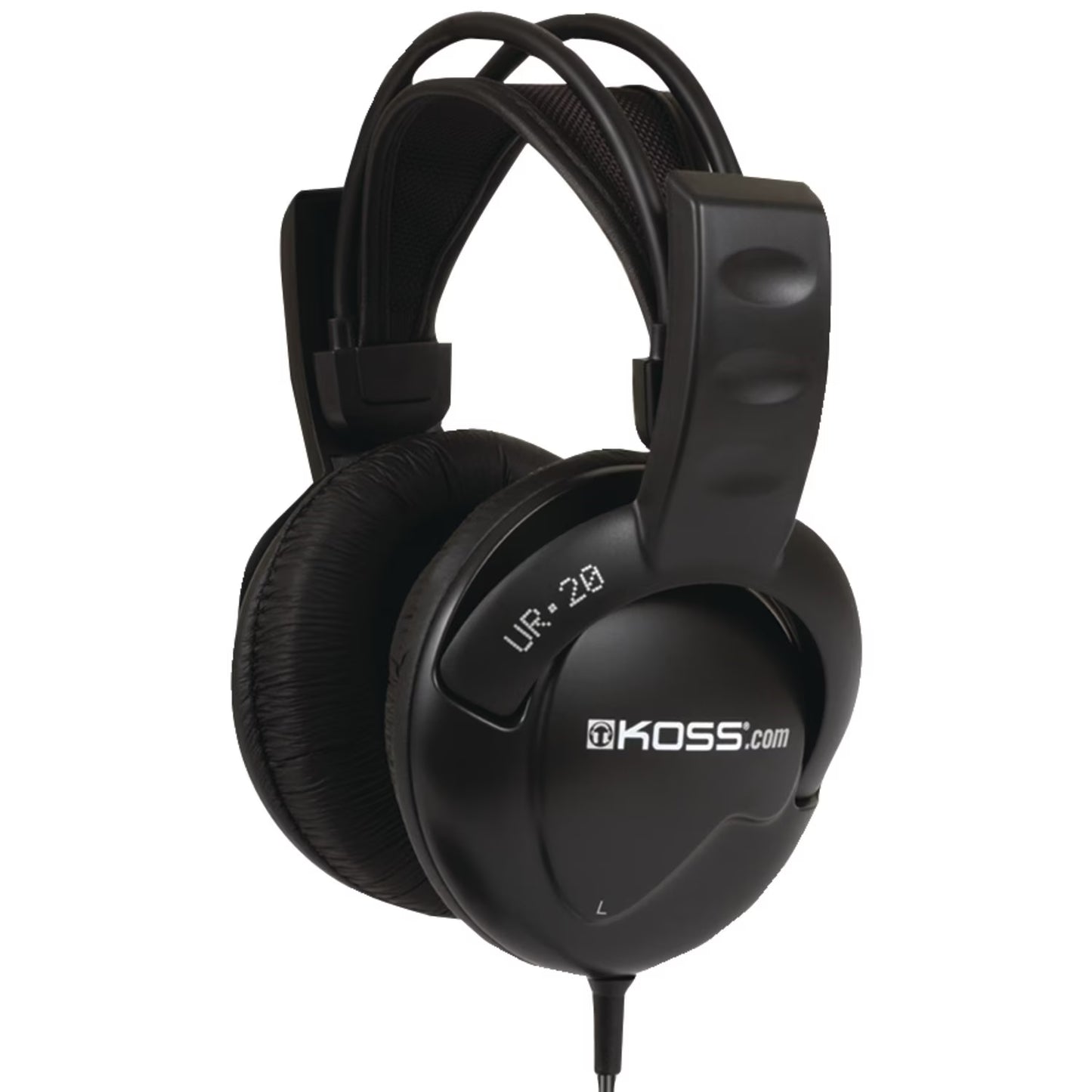 Over-ear black gaming headphones with cushioned ear cups and adjustable headband