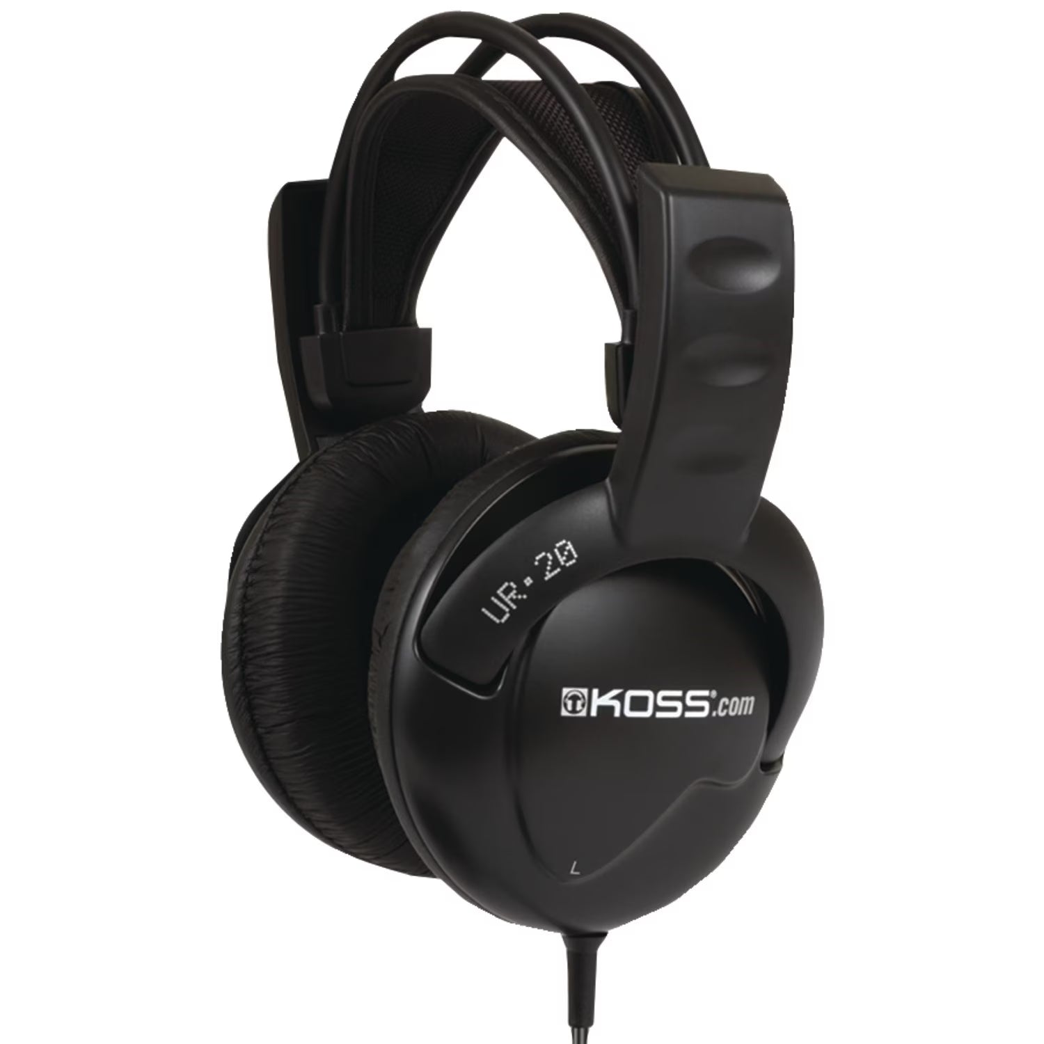 Over-ear black gaming headphones with cushioned ear cups and adjustable headband