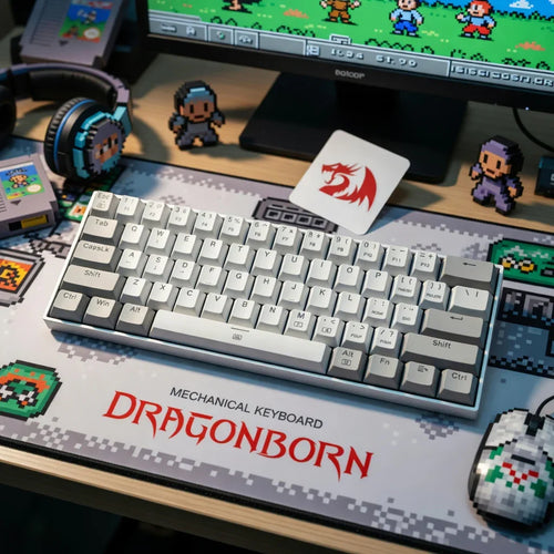 Redragon K630 Dragonborn 60% Wired Mechanical Gaming Keyboard | 61 Keys | RGB | Linear Red Switches