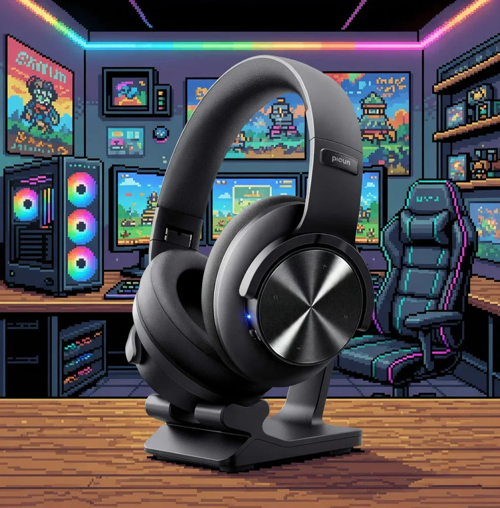 Picun B8 Wireless Bluetooth Headphones | Up to 120Hr Battery | 3 EQ Modes | Game Mode | Foldable
