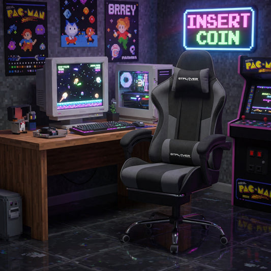 GTPLAYER Fabric Gaming Chair | Footrest | Height Adjustable