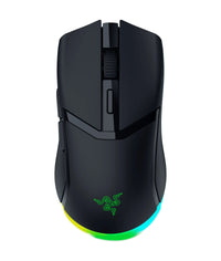 Black Razer Cobra HyperSpeed wireless gaming mouse with customizable RGB lighting and ergonomic design