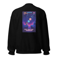 Black jacket with colorful gamer graphic, kid and cubes, text 'Into Another Dimension' on back