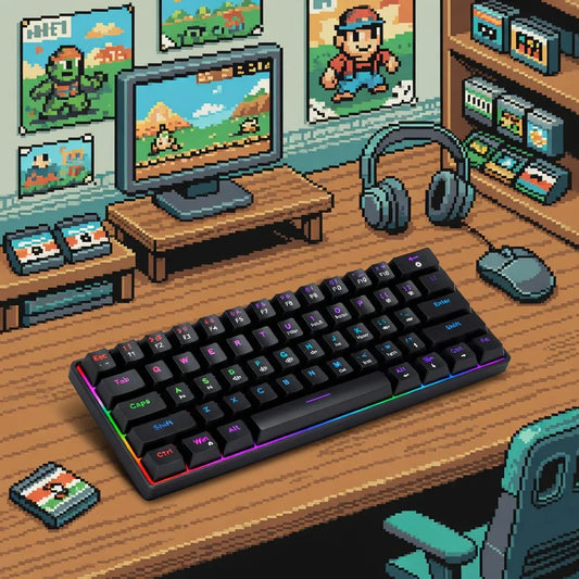 UHM 60% Wired Mechanical Gaming Keyboard | Blue Switches | RGB Backlit | Waterproof | Black