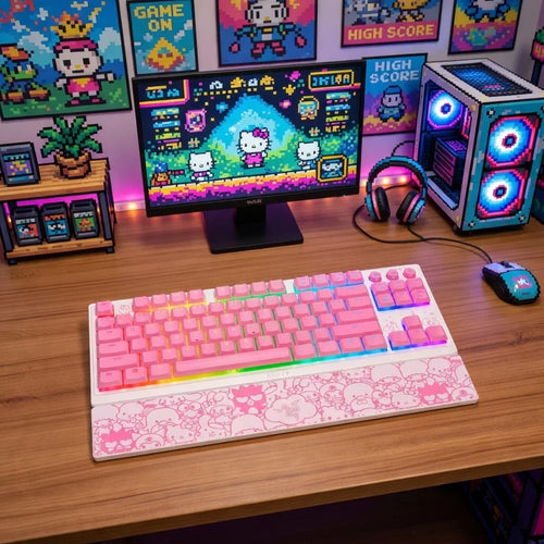 Razer Ornata V3 TKL Gaming Keyboard | Low-Profile Membrane | USB Wired | Hello Kitty & Friends Edition