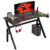 GamerPro 47" Carbon Desk with Cup & Headphone Holder