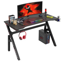 GamerPro 47" Carbon Desk with Cup & Headphone Holder