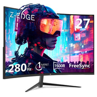 Z-Edge 27-inch curved gaming monitor with 280Hz refresh rate, 1ms response, 1500R curvature, FreeSync