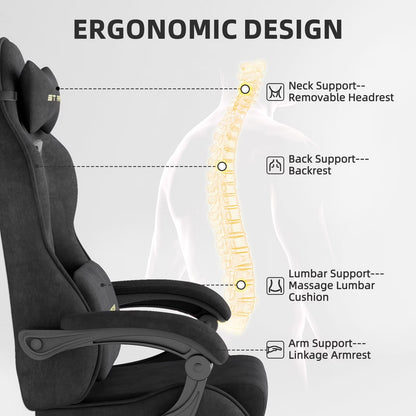 Ergonomic gaming chair with neck, back, lumbar & arm support for comfort during long sessions
