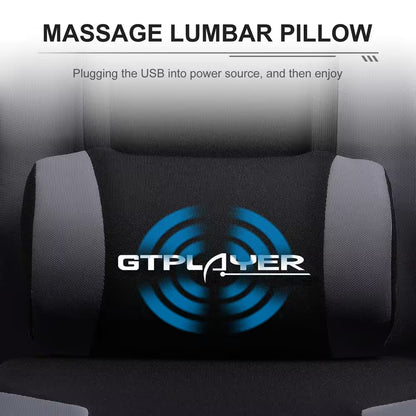GTPLAYER USB massage lumbar pillow for gaming chair with blue LED effect
