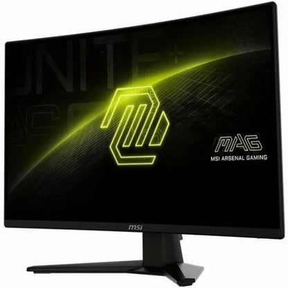 MSI Arsenal Gaming curved monitor with neon yellow logo and black gaming design