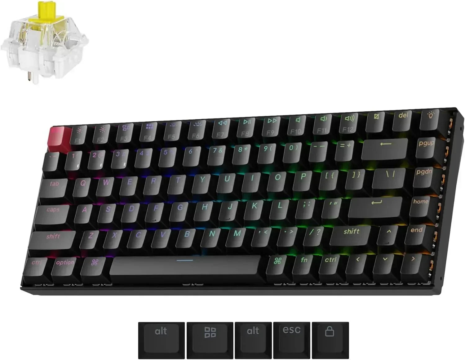 K2 75% Layout RGB Bluetooth Wireless Mechanical Keyboard with  Super Brown Switch/Anti Ghosting/N-Key Rollover, Compact 84 Keys USB Wired Gaming Keyboard for Mac Windows-Version 2