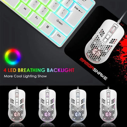 RGB backlit gaming keyboard and honeycomb lightweight gaming mouse with LED effects
