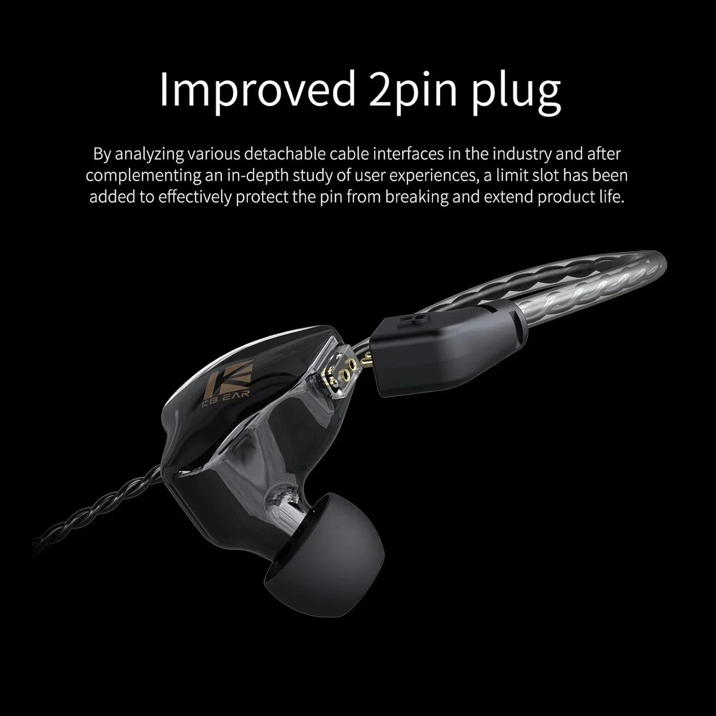 KBEAR KS1 Wired in Ear Headphones, Deep Bass Iem Earbuds Noise Cancelling in Ear Monitors Earphones with 1DD Driver, Ear Hooks Cable for Gaming Computer, Musician Stage, Drummer (Black without Mic)