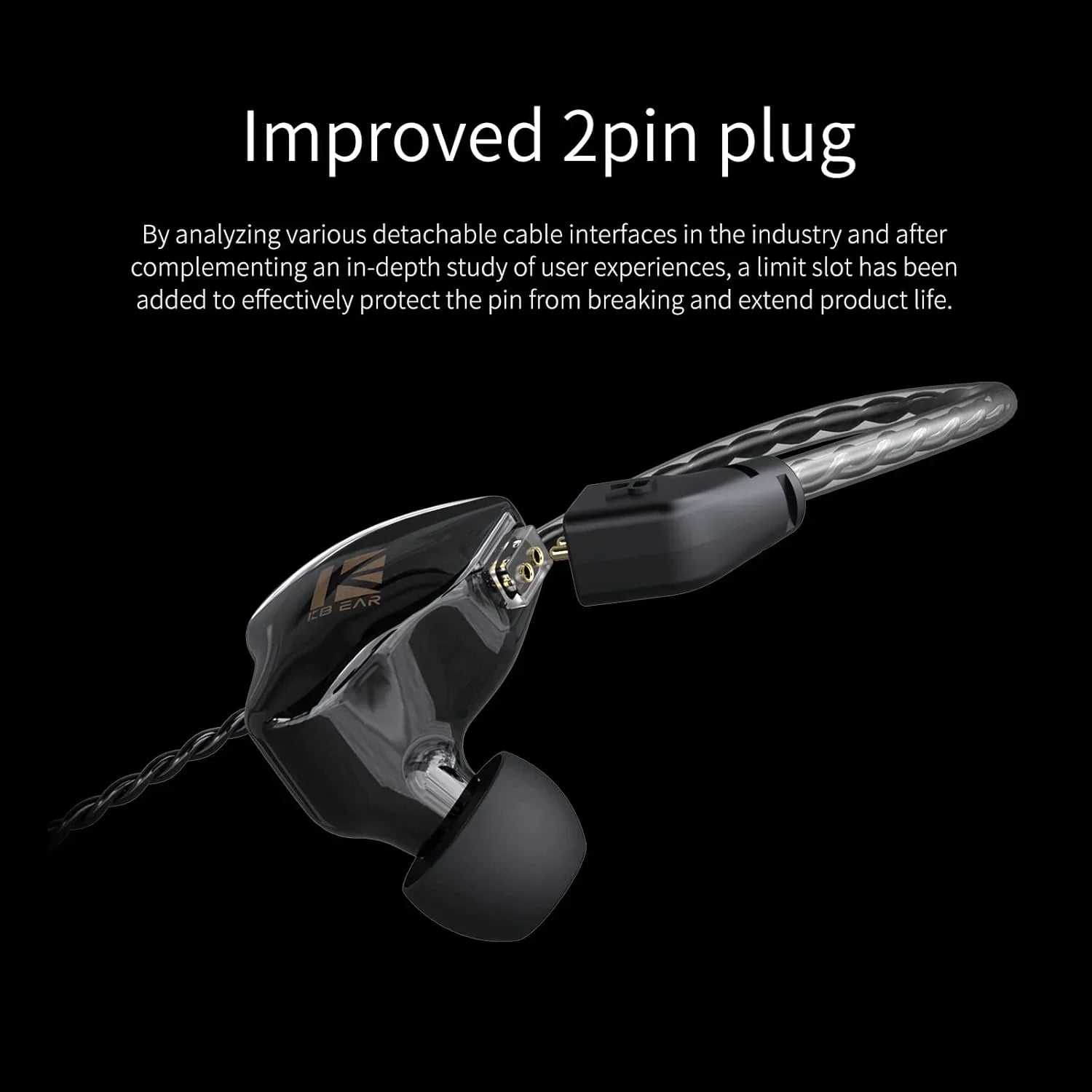 KBEAR KS1 Wired in Ear Headphones, Deep Bass Iem Earbuds Noise Cancelling in Ear Monitors Earphones with 1DD Driver, Ear Hooks Cable for Gaming Computer, Musician Stage, Drummer (Black without Mic)