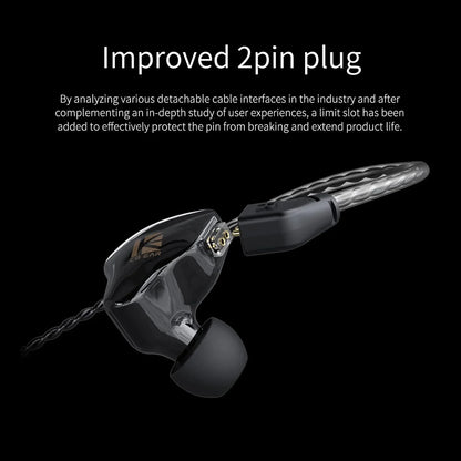 KBEAR KS1 Wired in Ear Headphones, Deep Bass Iem Earbuds Noise Cancelling in Ear Monitors Earphones with 1DD Driver, Ear Hooks Cable for Gaming Computer, Musician Stage, Drummer (Black without Mic)