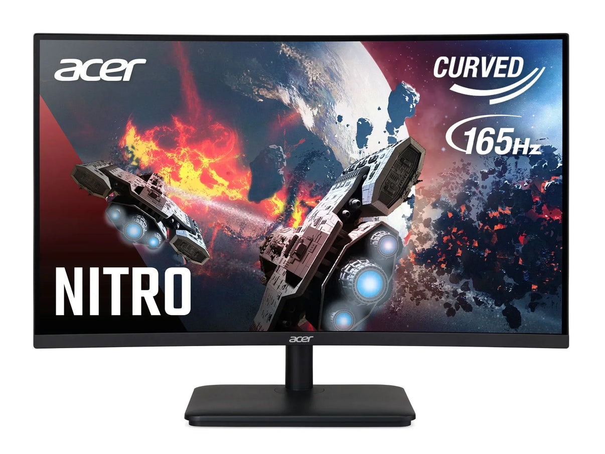 Acer Nitro curved gaming monitor with 165Hz refresh rate displaying a space battle scene