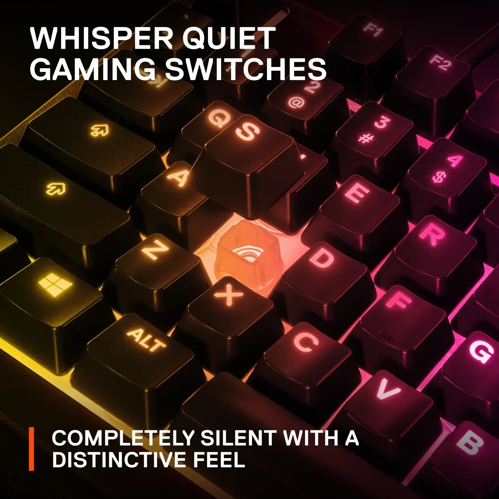 RGB backlit gaming keyboard with whisper quiet switches, retro 8-bit style, Byte Style gear
