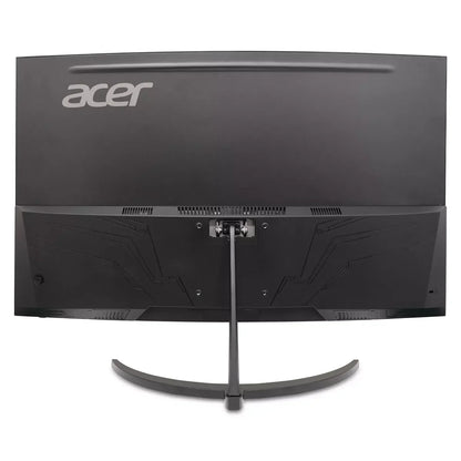 Rear view of black Acer curved gaming monitor with stand and ventilation vents