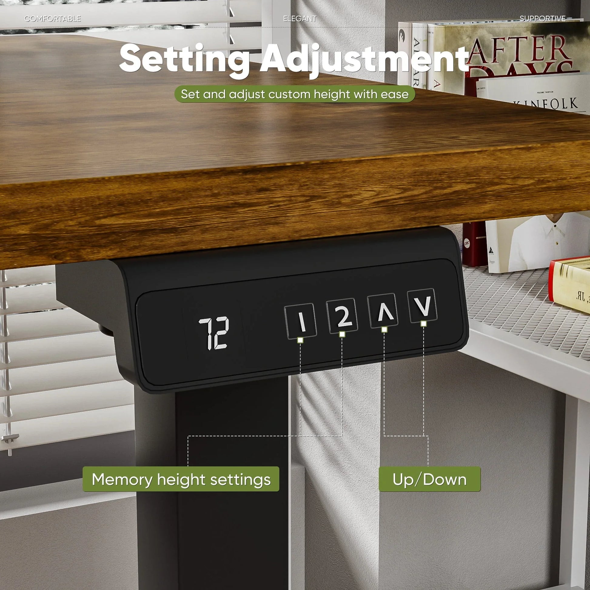 55" Wide Home Office Electric Height Adjustable Standing Desk Lifting Range 28~46" Computer Desk with Monitor Stand,Brown