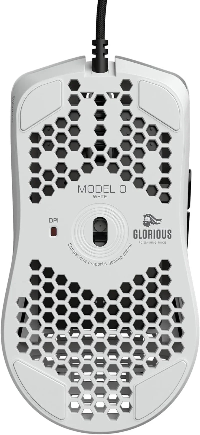 White Glorious Model O lightweight honeycomb gaming mouse with wired cable