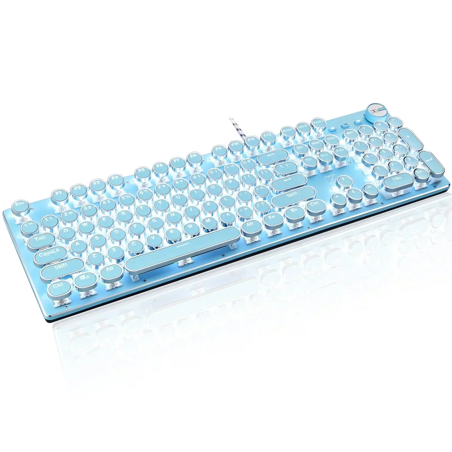 X9 Wired 104 Keys Typewriter Mechanical Gaming Keyboard and Mouse, White LED Backlit for Pc/Mac/Windows