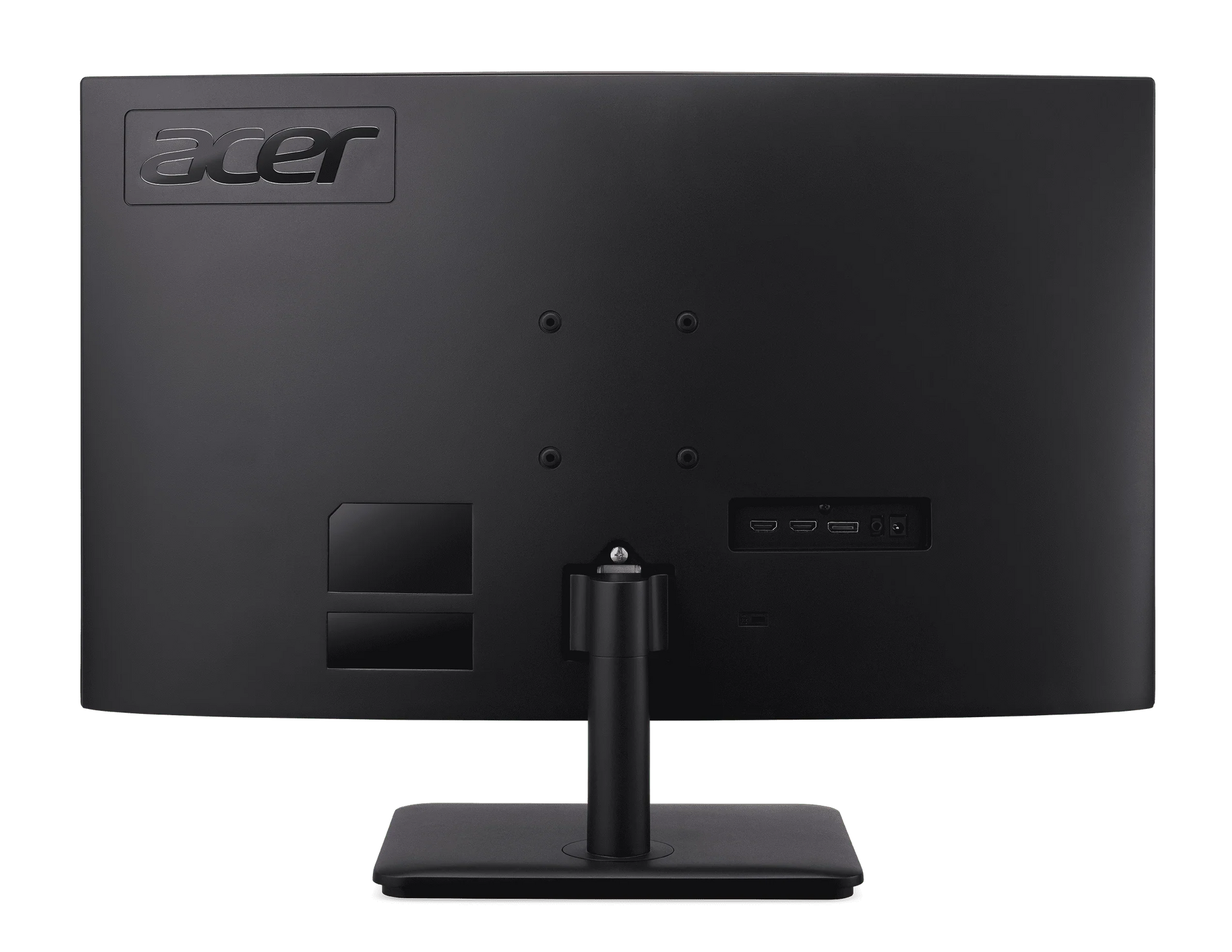 Back view of black Acer computer monitor showing input ports and stand