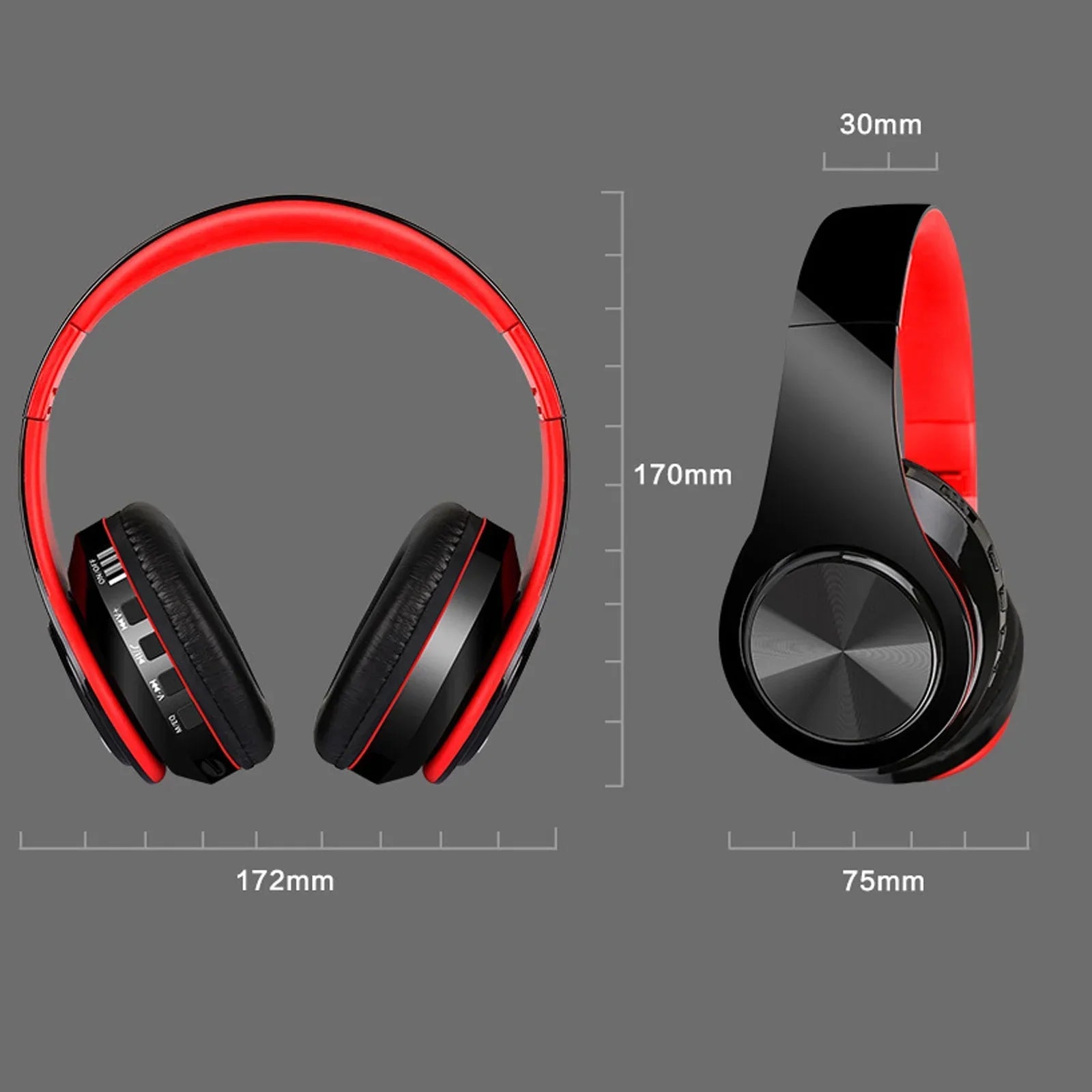 Over-Ear Wireless Bluetooth Headphones, Foldable Multi-Mode Wireless Headphones with Built-In Microphone, Wireless over Ear Headset for Travel, 10-Hour Playtime, Black