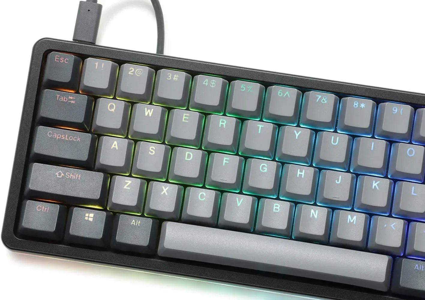 RGB mechanical gaming keyboard with gray keycaps and compact layout, Byte Style