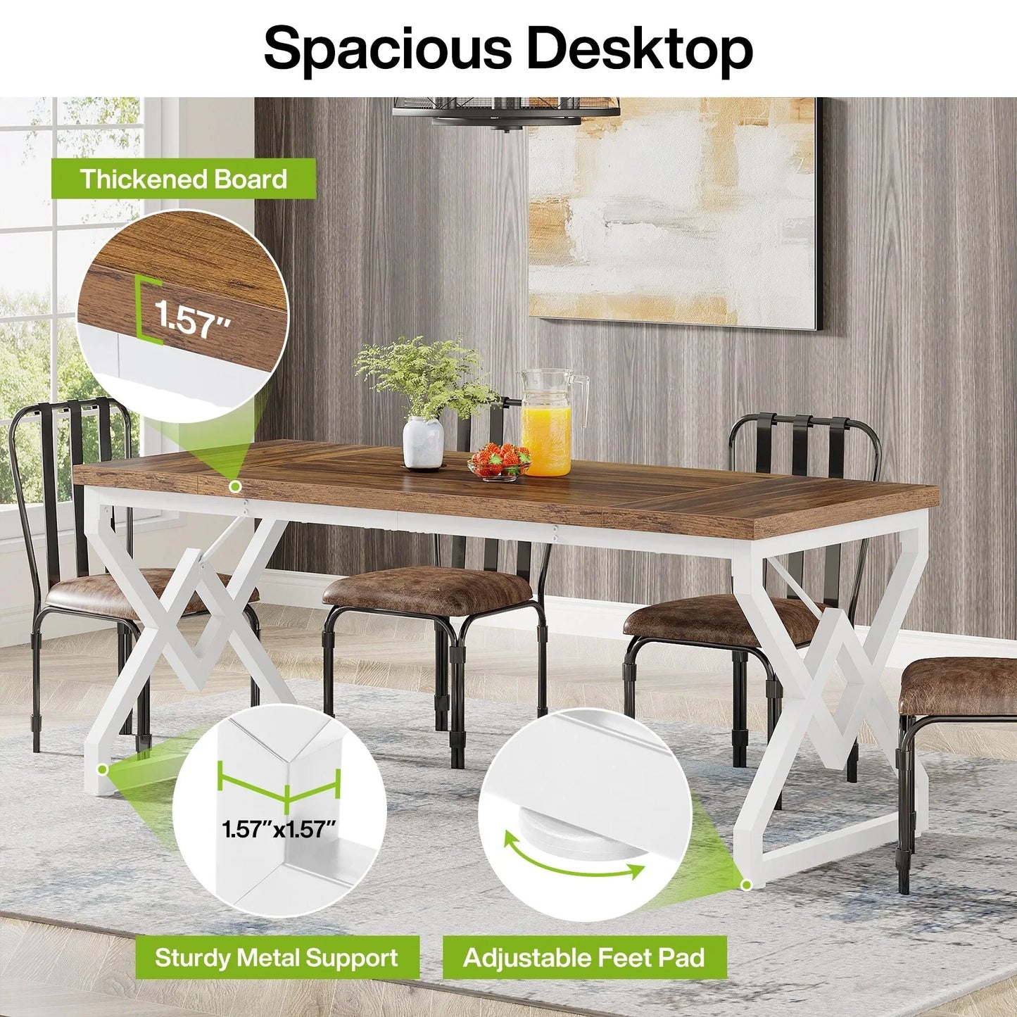 63-In Large Executive Desk, Home Office Computer Desk