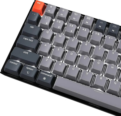 Retro 8-bit style RGB gaming keyboard by Byte Style with gray and orange keycaps