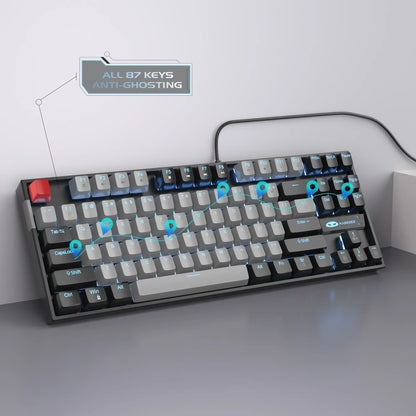 Mechanical gaming keyboard with 87 keys, anti-ghosting, retro 8-bit Byte Style design