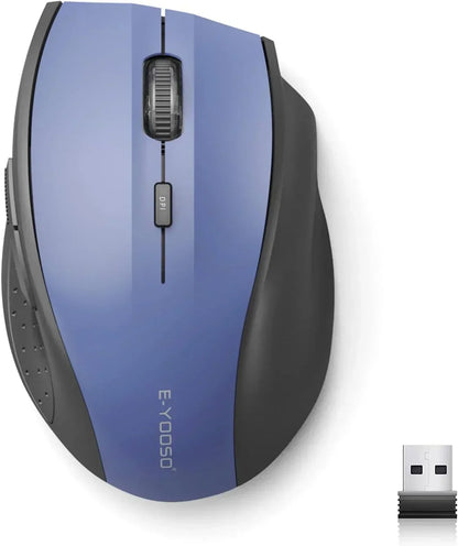 Wireless Mouse for Laptop, Portable Optical Computer Mouse, 6 Buttons, Cordless 2.4Ghz with USB Receiver, 5-Level 4800 DPI, 18 Months Battery Life for PC Chromebook Windows Mac