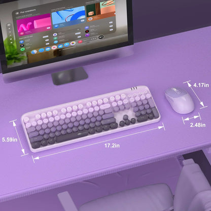 V920 Wireless Gaming Keyboard and Mouse Combo – Retro Purple Keyboard, Ergonomic Design, 2.4G, Whisper Quiet Keys, Adjustable DPI Mouse, Desk Accessories Office Supplies