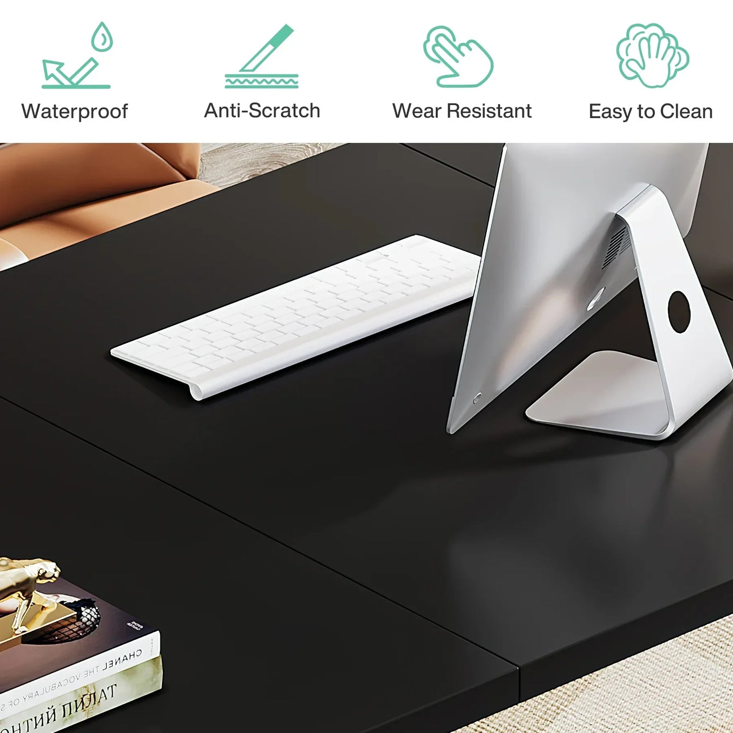 Modern Executive Desk, 70.9" Large Office Computer Desk, Conference Table Meeting Room Table, Simple Workstation Business Furniture for Home Office, Black