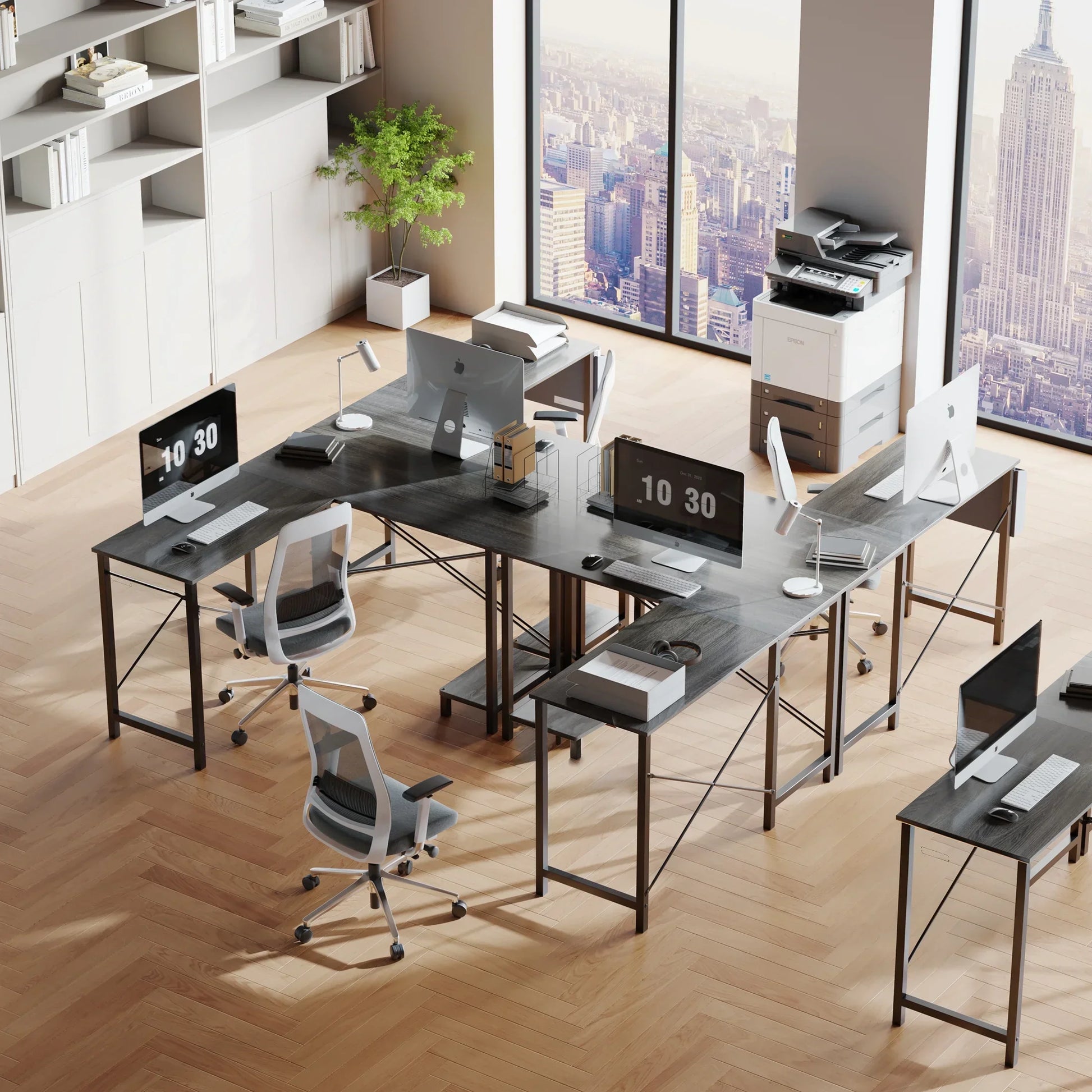 49 Inch L Shaped Desk - Computer Desk Corner Desks Gaming Desk PC Table with CPU Stand for Home Office Dorm Sturdy Writing Workstation, Gray