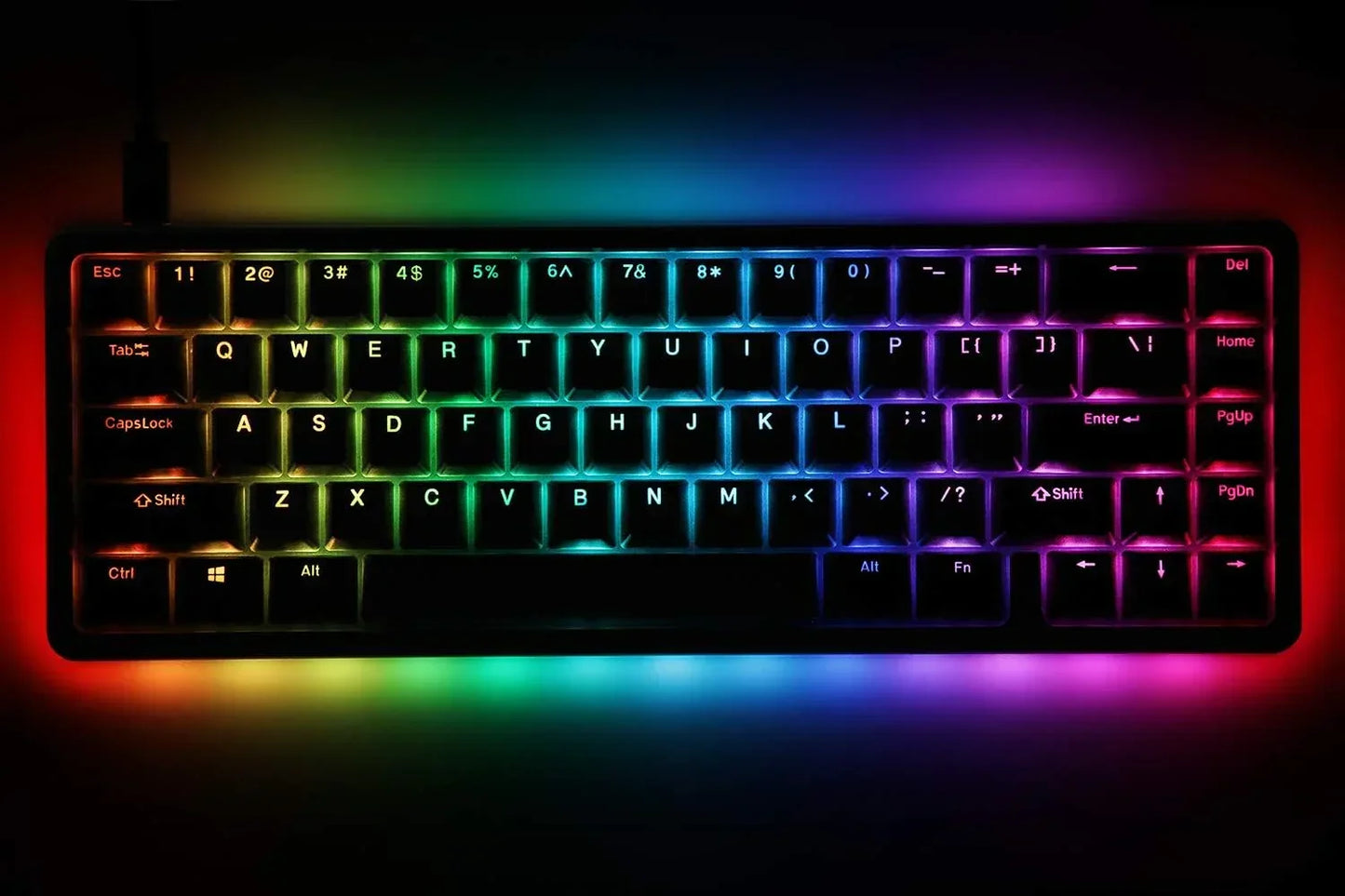 RGB mechanical gaming keyboard with rainbow backlight, retro 8-bit style, Byte Style gear