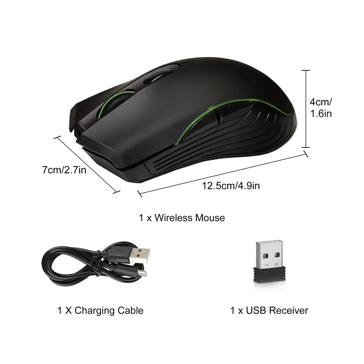 Gaming Mouse Wireless USB Rechargeable 7 Color LED Backlight Optical Mice for PC
