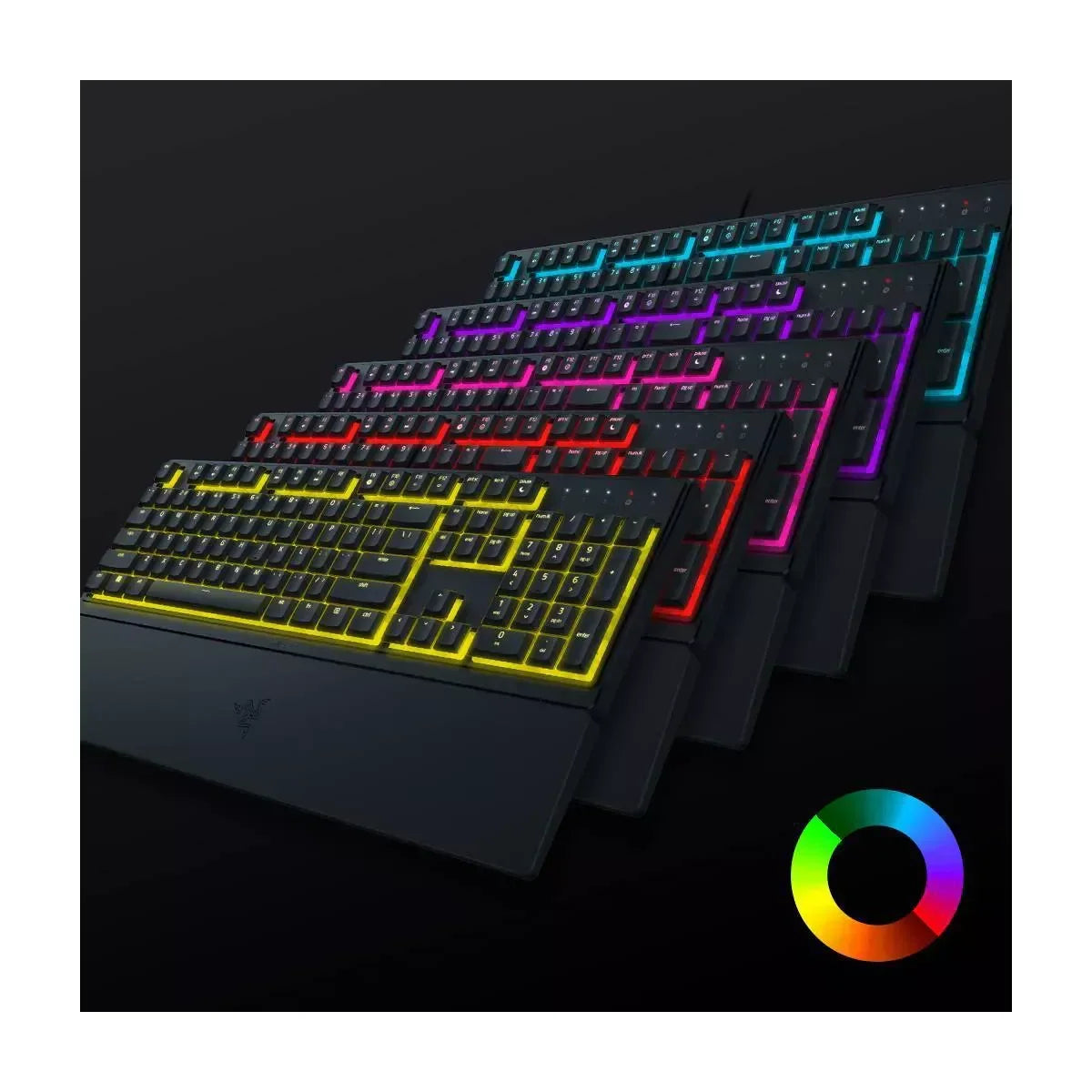 RGB gaming keyboards with colorful backlighting on black, Byte Style modern gaming gear