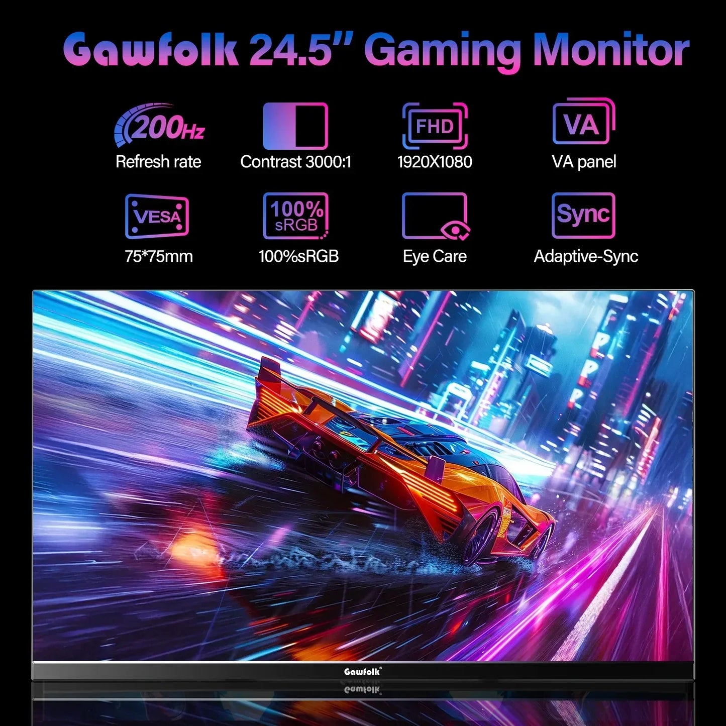 24.5 Inch Gaming Monitor 180Hz/165Hz FHD(1080P) Computer Monitors Black
