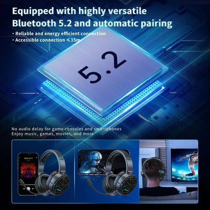 Wireless Gaming Headset Compatible for PS5 Switch PC Mac, 2.4 Ghz/Bluetooth 5.2 Gaming Headphones with Noise Cancelling Microphone 40+ Hours Battery Life,3.5Mm Wired for Xbox Series
